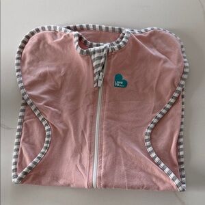 Love to dream Pink Swaddle Sack with Striped Trim